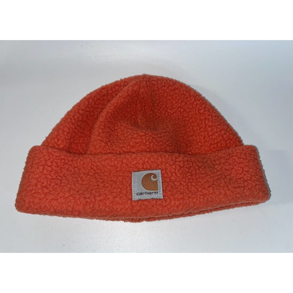 Carhartt Beanie Mens Cuff Fleece Safety Orange One Size Fits All. Very Warm
